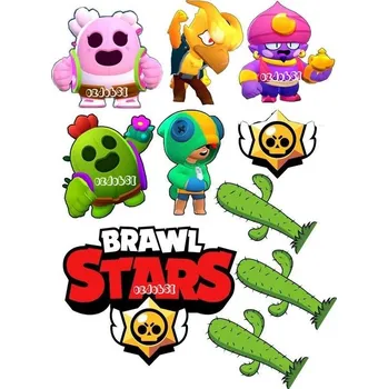 Jedlá dekorace na dort Brawl Stars č.4 jedlý papír - Bez úprav / Jedlý papír / Bez decor gelu