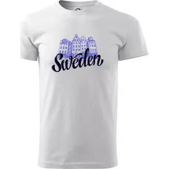 Pánské tričko Sweden Lettering - Triko extra velké (5-8XL) - 6XL ( Bílá )