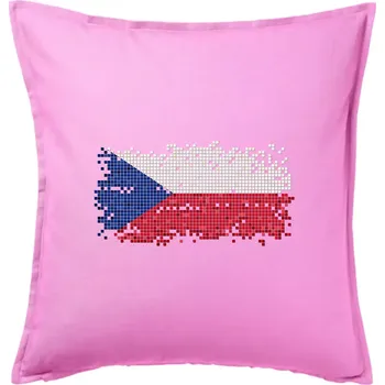 Polštář Česká vlajka - tetris - Polštář 50x50 - 50x50 - Pouze potah ( Růžová )