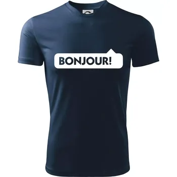 Nápis Bonjour - Dětské triko sportovní (dresovina) - 146 cm/10 let ( Námořní modrá (velmi tmavá - téměř černá) )