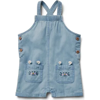 Chlapecké kalhoty 695345 - Tchibo - Dětské šambré kalhoty s laclem - pro dívky - vel. 110/116 - barva: modrá