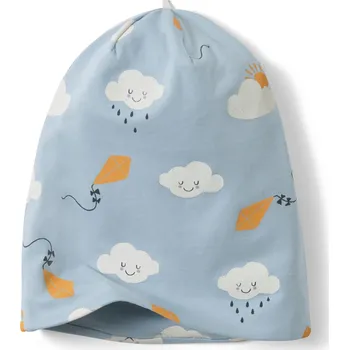 Čepice 666140 - Tchibo - Dětská žerzejová čepice - pro ženy - vel. 53-56 cm - barva: modrá/s potiskem