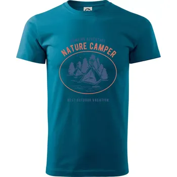 Pánské tričko Nature Camper - Klasické pánské triko vyšší gramáže - L ( Petrolejová )