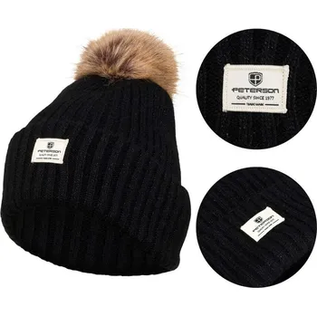 Čepice Černá čepice s bambulí pro zimní styling - Peterson