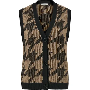 Dámská vesta 686926 - Tchibo - Pletená vesta s žakárovým vzorem kohoutí stopy - pro ženy - vel. S 36/38 - barva: černá/žakár