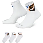 Pánské kotníkové bavlněné ponožky Nike EVERYDAY PLUS bílé HJ9378-901 - L | UK 14 | US 15