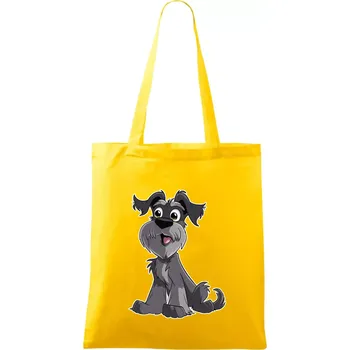 Knírač kreslený sedící - Taška bavlněná - 42 x 38 cm ( Žlutá )