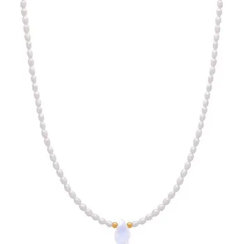 Náhrdelník Trimakasi Perlový náhrdelník s měsíčním kamenem bílá