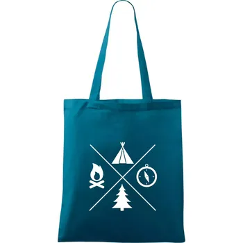 Kempování čtyřka - Taška bavlněná - 42 x 38 cm ( Petrolejová )