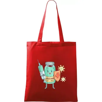 Nákupní taška Cartoon vaccine - Taška bavlněná - 42 x 38 cm ( Červená )