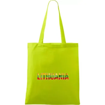 Lithuania - nápis vlajka - Taška bavlněná - 42 x 38 cm ( Limetková )