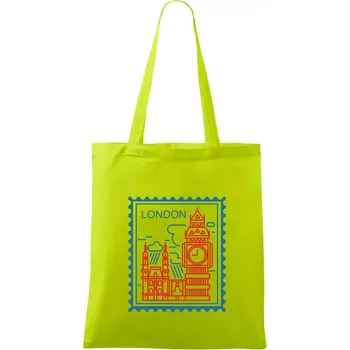 Londýn známka jednoduchá - Taška bavlněná - 42 x 38 cm ( Limetková )