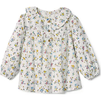 Kojenecké oblečení 696291 - Tchibo - Dívčí halenka - pro dívky - vel. 122/128 - barva: bílá/květovaný