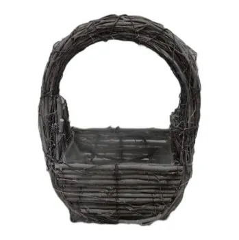Proutěný košík tmavě šedohědý s uchem 18 x 10 x 29 cm