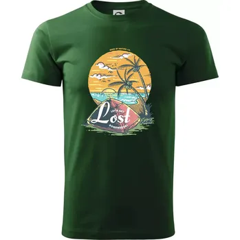 Pánské tričko Beach camping get lost somewhere - Triko extra velké (5-8XL) - 8XL ( Lahvově zelená )