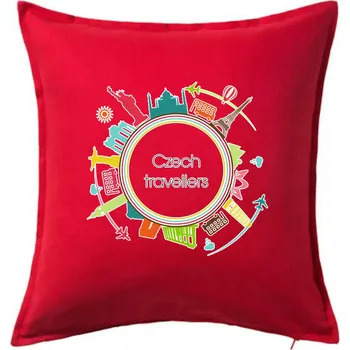 Polštář Czech Travelers barevný - Polštář 50x50 - 50x50 - Pouze potah ( Červená )