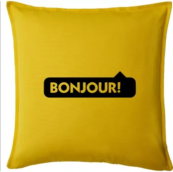 Polštář Nápis Bonjour - Polštář 50x50 - 50x50 - Pouze potah ( Žlutá )