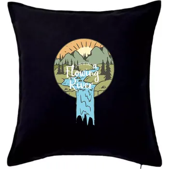 Polštář Life is like a Flowing river - Polštář 50x50 - 50x50 - Pouze potah ( Černá )