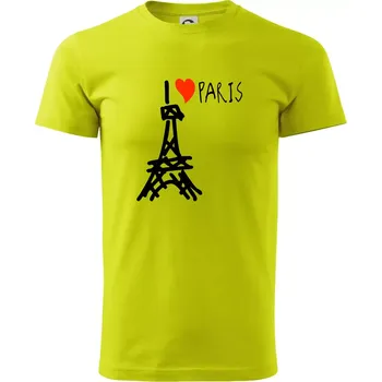 I love Paris - Klasické pánské triko vyšší gramáže - 4XL ( Limetková )
