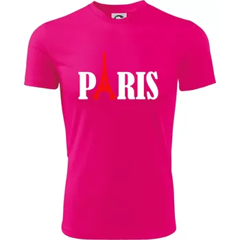 Chlapecké oblečení Paris nápis Eiffelova věž - Dětské triko sportovní (dresovina) - 158 cm/12 let ( Neon Pink )