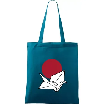 Japan culture - origami - Taška bavlněná - 42 x 38 cm ( Petrolejová )