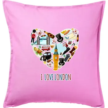 Polštář London turistic - Polštář 50x50 - 50x50 - Pouze potah ( Růžová )
