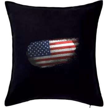 Polštář Americká vlajka okousaná - Polštář 50x50 - 50x50 - Včetně výplně ( Černá )