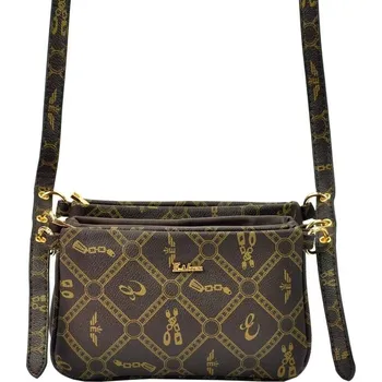 Kabelka Dámská Ekokožená Kabelka Eslee ES8952 Coffee Crossbody Zlaté Kování