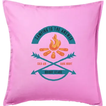 Polštář Camping oheň - Polštář 50x50 - 50x50 - Pouze potah ( Růžová )