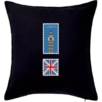 Polštář Londýn známka barevná - Polštář 50x50 - 50x50 - Pouze potah ( Černá )