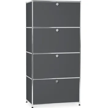 Koupelnový nábytek 626919 - Tchibo - Kovová vysoká skříňka CN3 se 4 výklopnými dvířky - barva: šedá