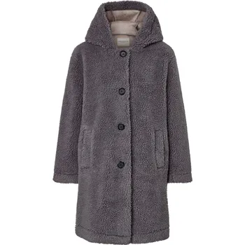 Dámský kabát 689266 - Tchibo - Plyšový kabát s kapucí - pro ženy - vel. 44 - barva: šedá