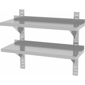 police Dvoustěnná police, nastavitelná, se 2 držáky, HENDI, 800x300x(H)600mm