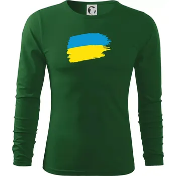 Pánské oblečení Ukrajina vlajka - Triko s dlouhým rukávem FIT-T long sleeve - S ( Lahvově zelená )