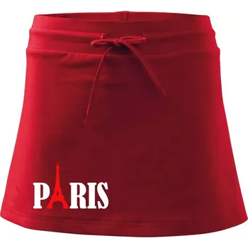 Dámská sukně Paris nápis Eiffelova věž - Sportovní sukně - two in one - XL ( Červená )