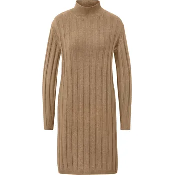 Dámské oblečení 686922 - Tchibo - Šaty z žebrovaného úpletu se stojáčkem - pro ženy - vel. XL 48/50 - barva: béžová