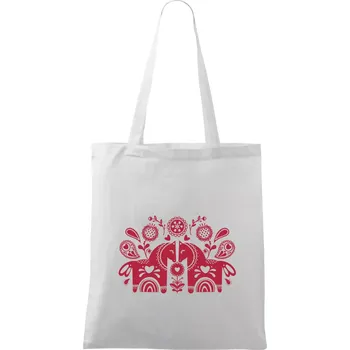 Folklor - dva koně - Taška bavlněná - 42 x 38 cm ( Bílá )