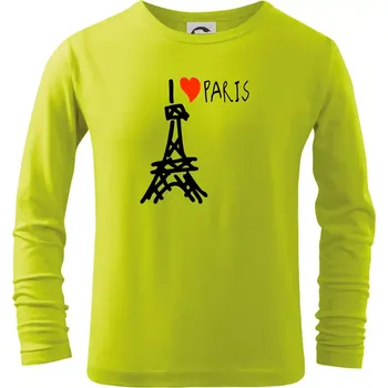 Chlapecké oblečení I love Paris - Triko dětské Long Sleeve - 104-110cm / 3-4 roky ( Limetková )