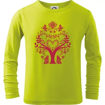 Chlapecké oblečení Folklor - strom - Triko dětské Long Sleeve - 134 cm/8 let ( Limetková )