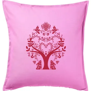 Polštář Folklor - strom - Polštář 50x50 - 50x50 - Pouze potah ( Růžová )