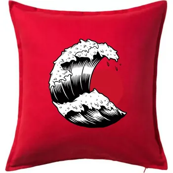 Polštář Japan culture - vlna - Polštář 50x50 - 50x50 - Včetně výplně ( Červená )