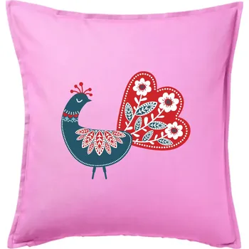 Polštář Folklor - páv modrý - Polštář 50x50 - 50x50 - Pouze potah ( Růžová )