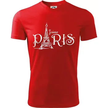 Chlapecké oblečení Paris nápis Eiffelovka rovný - Dětské triko sportovní (dresovina) - 122 cm/6 let ( Červená )