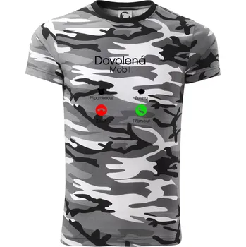 Pánské tričko Dovolená volá - Army CAMOUFLAGE - XS ( Šedý maskáč )