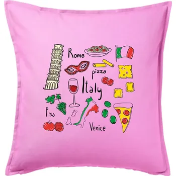 Polštář Itálie symboly - Polštář 50x50 - 50x50 - Pouze potah ( Růžová )
