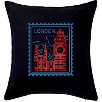 Polštář Londýn známka jednoduchá - Polštář 50x50 - 50x50 - Pouze potah ( Černá )