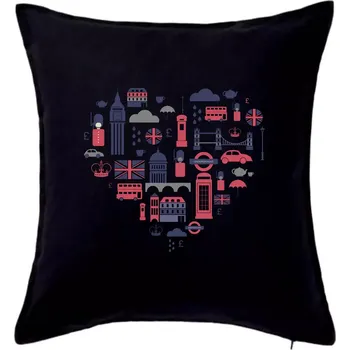 Polštář Anglie symboly srdce - Polštář 50x50 - 50x50 - Pouze potah ( Černá )