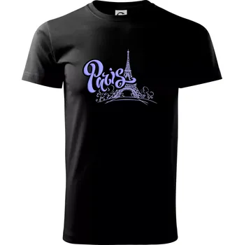 Pánské tričko Paris Lettering - Triko extra velké (5-8XL) - 7XL ( Černá )