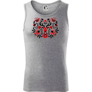 Folklor - Červený jelen - Tílko pánské Core - L ( Tmavě šedý melír )