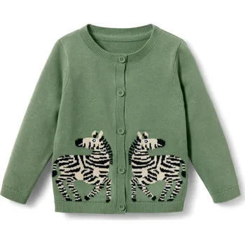 Kojenecké oblečení 661624 - Tchibo - Dětský žakárový pletený kabátek - vel. 122/128 - barva: černá/žakár